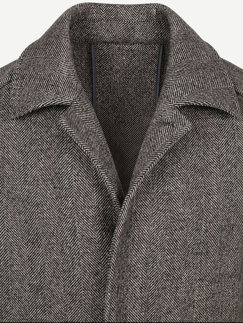 Coat longsaddle herringbone bruin