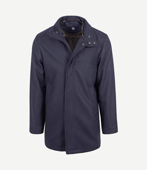 Hirsch coat wol blend donkerblauw