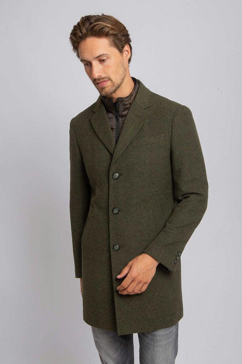 Coat wol twill donkergroen