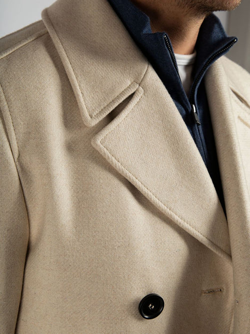 Coat caban wol blend ecru