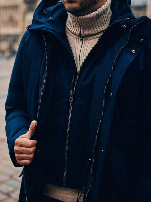 Parka zwart mountain donkerblauw