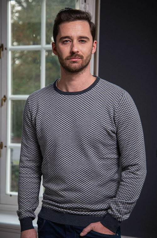Suitable katoen zach pullover grijs print