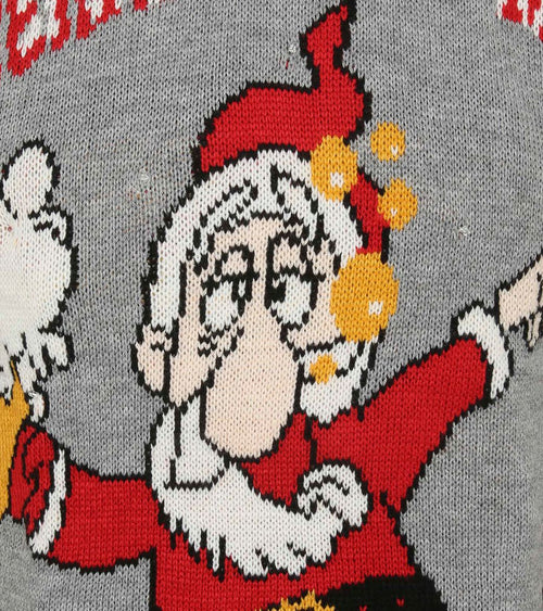 Kersttrui multicolour grijs lampjes