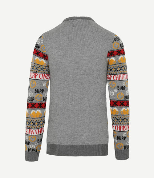Kersttrui multicolour grijs lampjes
