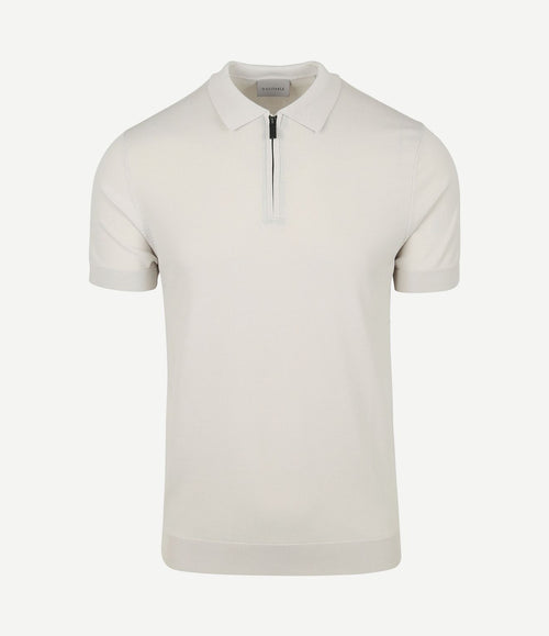 Knitted halve rits polo beige