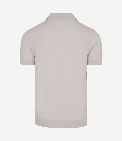 Knitted halve rits polo dan ecru