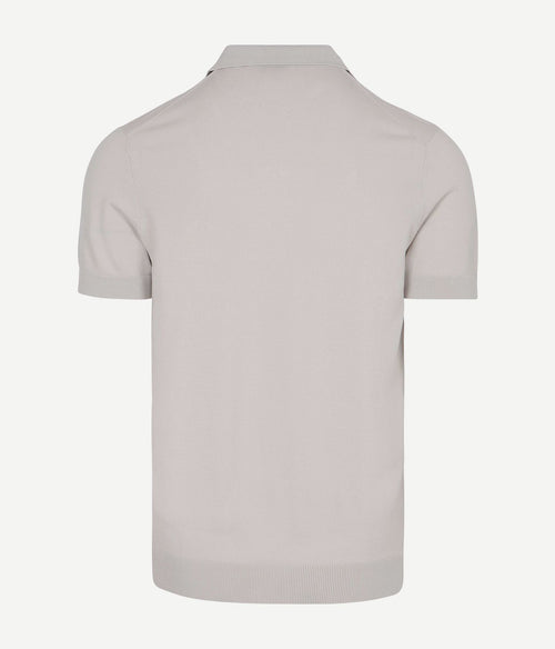 Knitted halve rits polo dan ecru