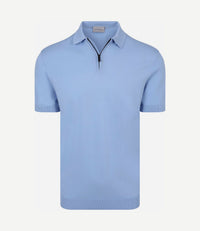 Knitted halve rits polo dan lichtblauw