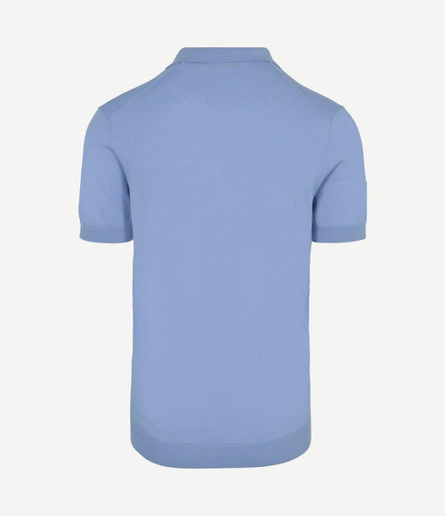 Knitted halve rits polo dan lichtblauw