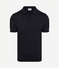 Knitted halve rits polo dan donkerblauw