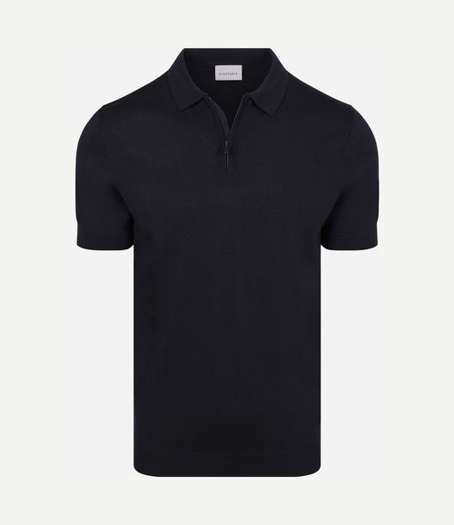 Knitted halve rits polo dan donkerblauw