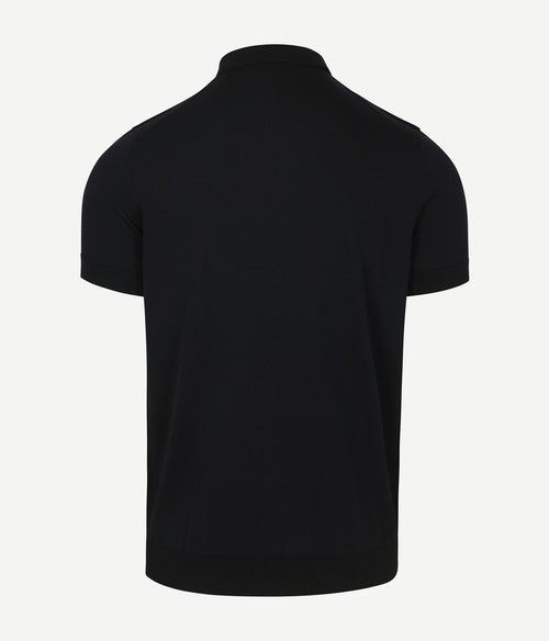 Suitable knitted halve rits polo donkerblauw | Slim-fit