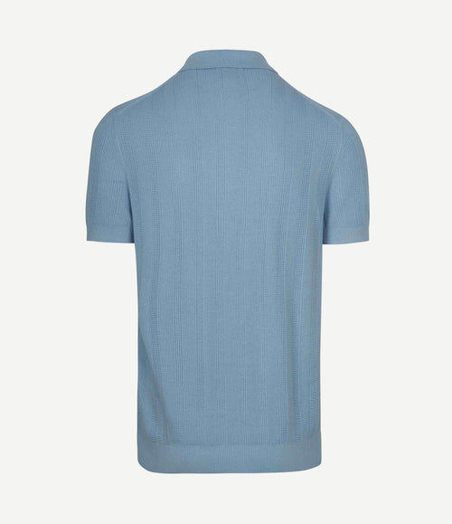 Knitted jacquard polo lichtblauw