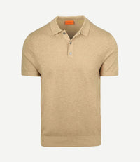 Knitted polo cotton linen beige