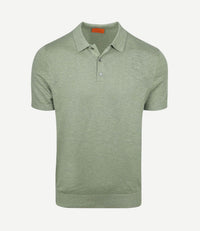 Knitted polo cotton linen groen