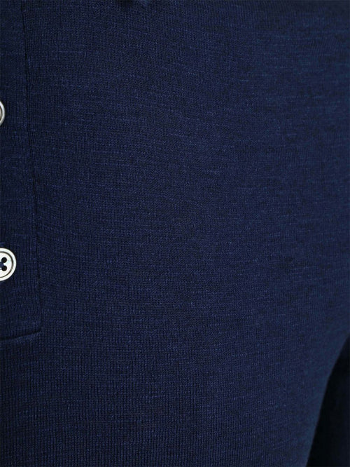 Knitted polo cotton linen donkerblauw