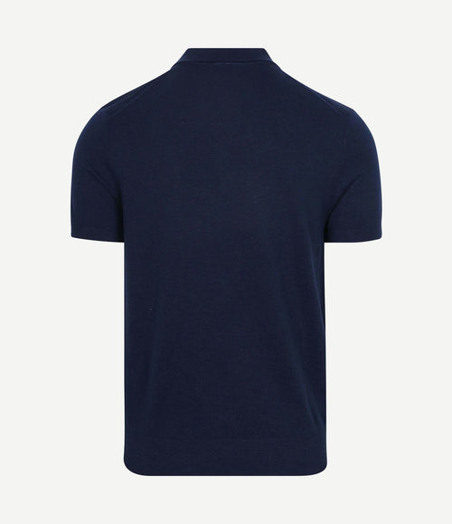 Knitted polo cotton linen donkerblauw