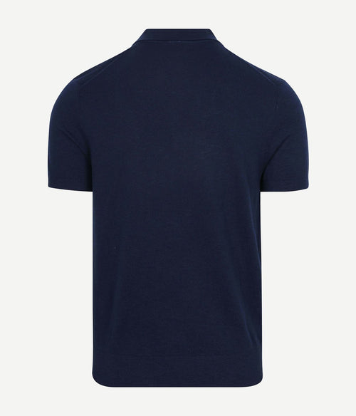 Knitted polo cotton linen donkerblauw