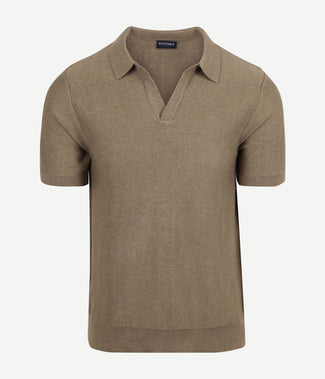 Knitted polo riva harring taupe