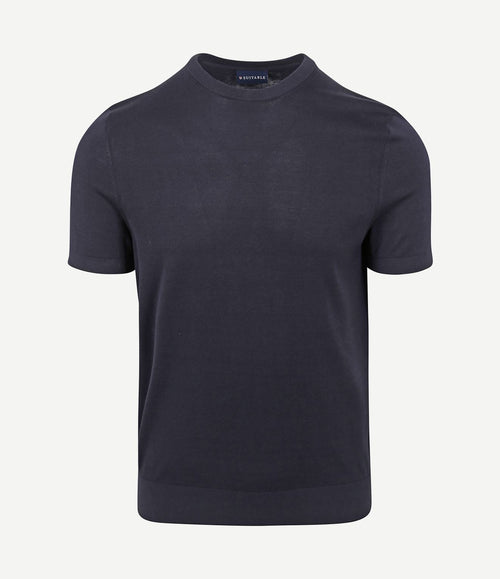Knitted t-shirt donkerblauw