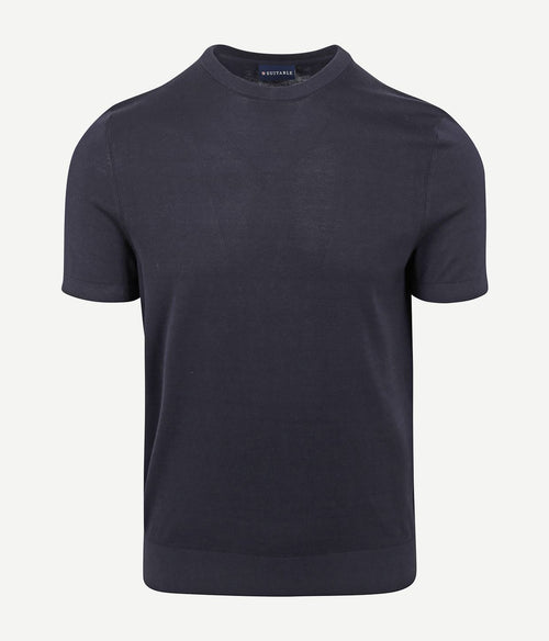 Suitable knitted t-shirt donkerblauw