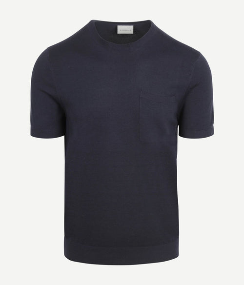 Suitable knitted t-shirt pocket compact donkerblauw