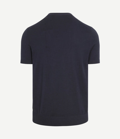 Knitted t-shirt pocket compact donkerblauw