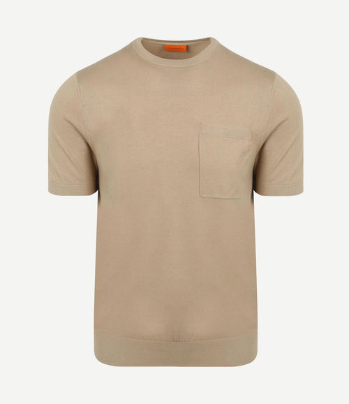 Knitted t-shirt pocket compact taupe