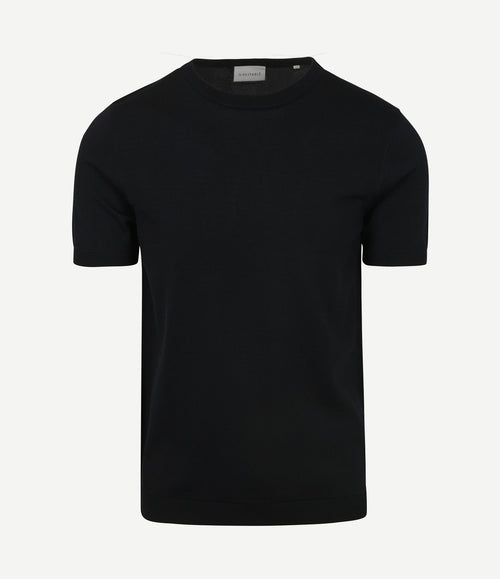 Knitted t-shirt wap donkerblauw
