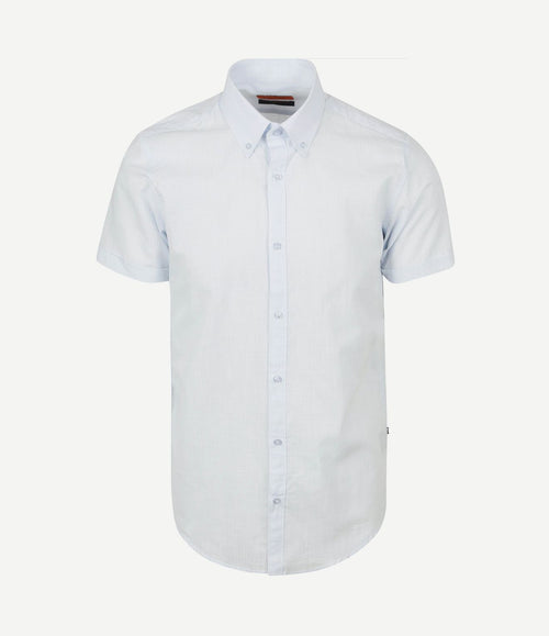 Korte mouwen overhemd cotton slub lichtblauw