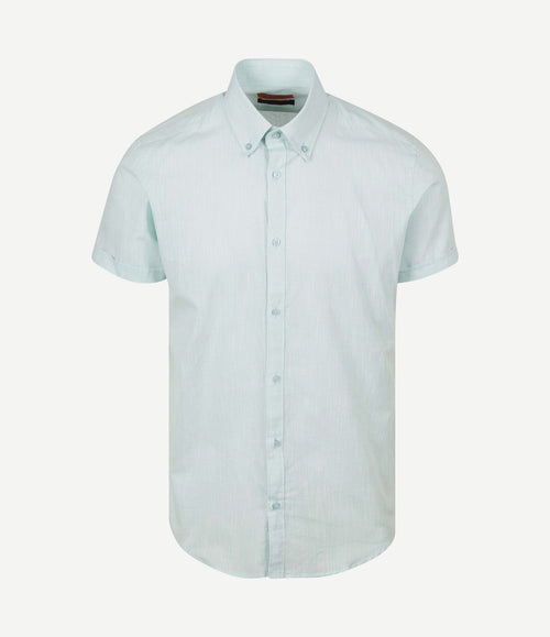 Korte mouwen overhemd cotton slub lichtgroen