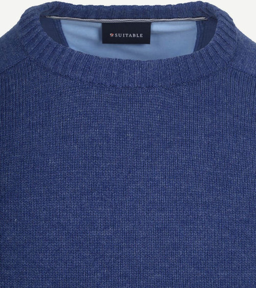Suitable lamswol trui ronde hals royal blauw | Regular-fit
