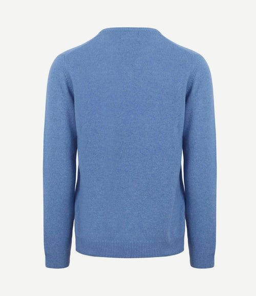 Lamswol trui v-hals blauw