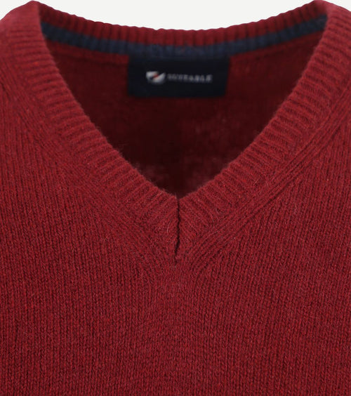 Suitable lamswol trui v-hals bordeaux | Regular-fit