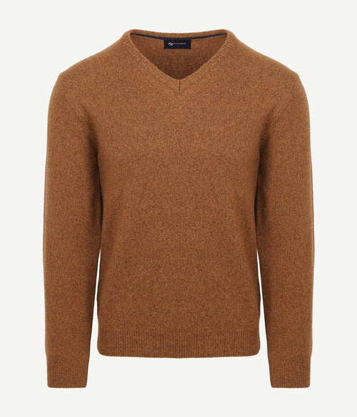 Suitable lamswol trui v-hals camel | Regular-fit
