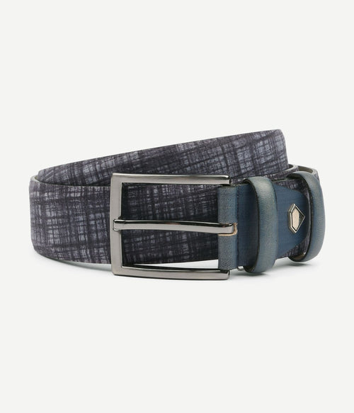 Suitable leren riem donkerblauw