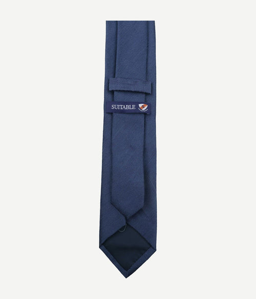 Suitable linnen zijde stropdas donkerblauw