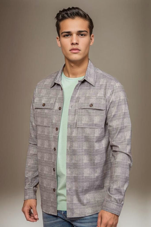 Suitable liv overshirt geruit grijs