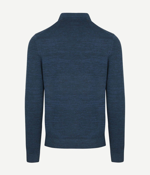 Suitable longsleeve poloshirt flat knit blauw