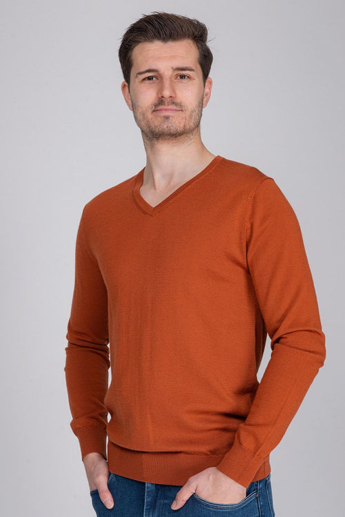Suitable merino aron pullover oranje