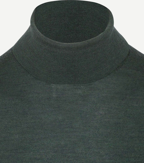 Suitable merino coltrui melange donkergroen | Slim-fit