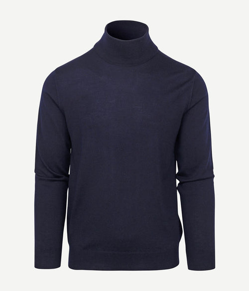Suitable merino coltrui donkerblauw | Slim-fit