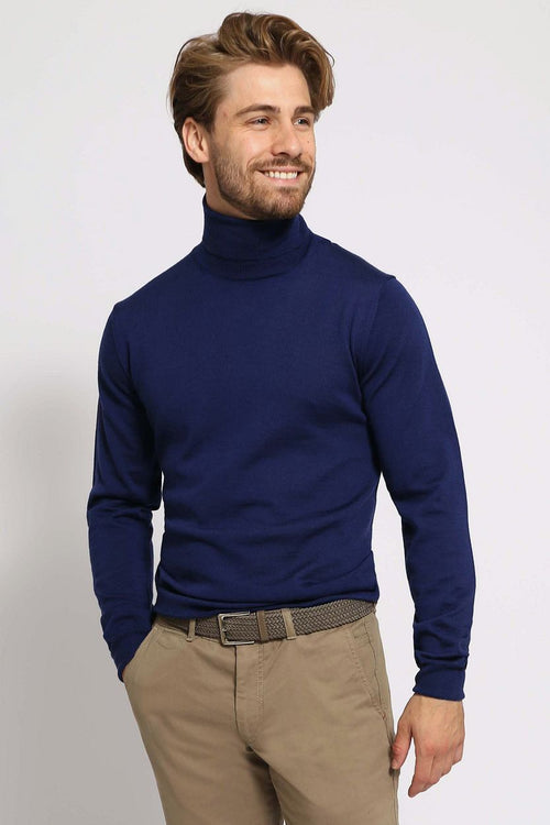 Suitable merino coltrui royal blauw | Slim-fit