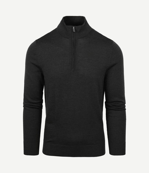 Merino halve rits trui antraciet