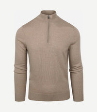 Merino halve rits trui beige