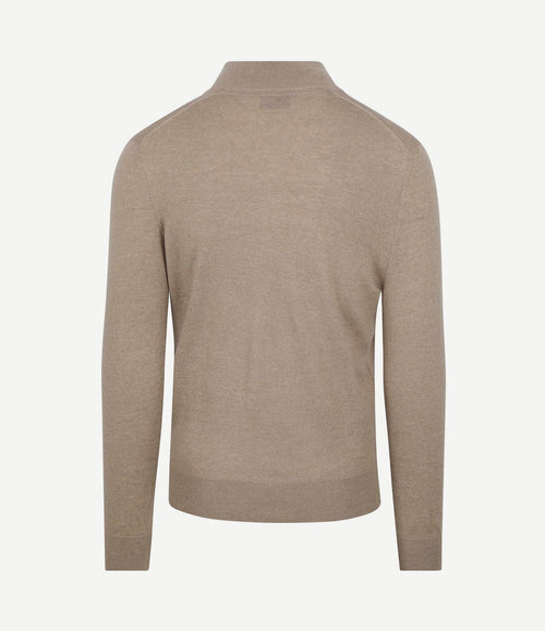 Merino halve rits trui beige