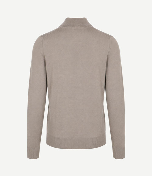 Merino halve rits trui bright taupe