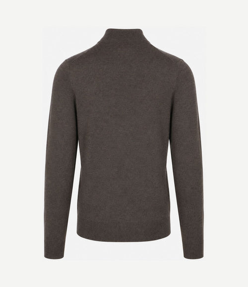 Merino halve rits trui bruin