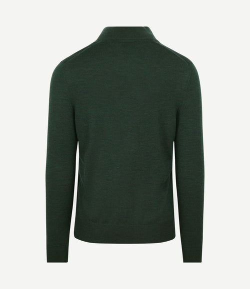 Merino halve rits trui donkergroen
