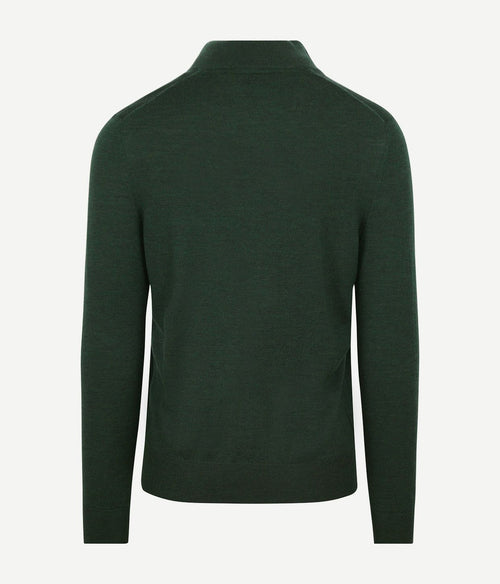 Suitable merino halve rits trui donkergroen | Slim-fit